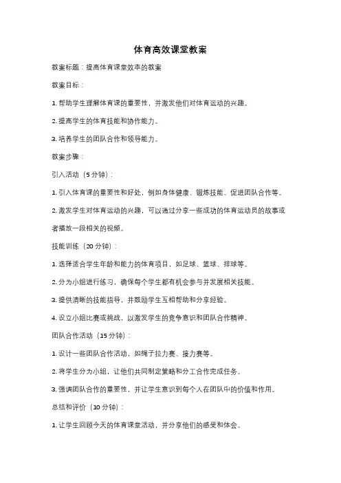 体育高效课堂教案