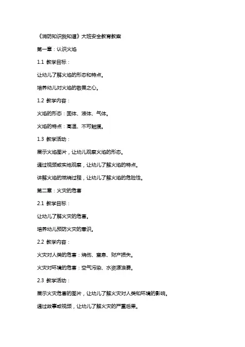 《消防知识我知道》大班安全教育教案