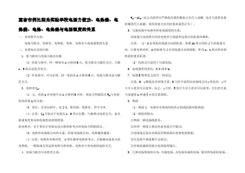 电场力做功电势差电势能电势电势差与电场强的关系知识精讲 