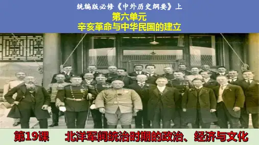 第19课北洋军阀统治时期的政治、经济与文化 课件(共29张PPT)