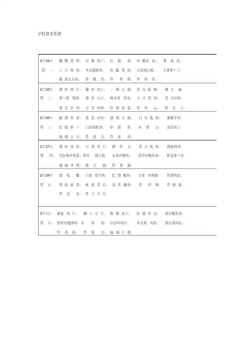 学校食堂菜谱