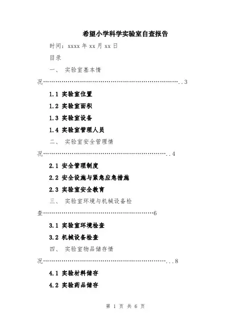 希望小学科学实验室自查报告