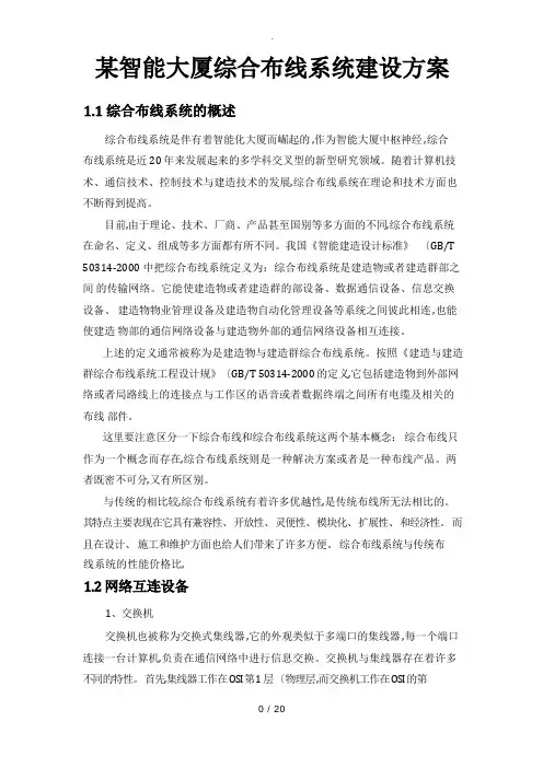 某智能大厦综合布线系统建设方案