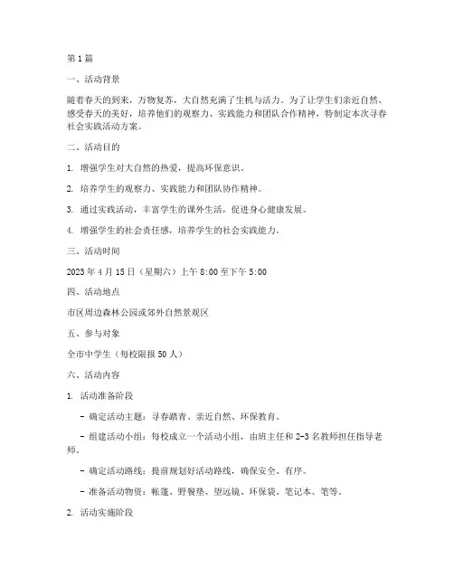 寻春社会实践活动方案(3篇)