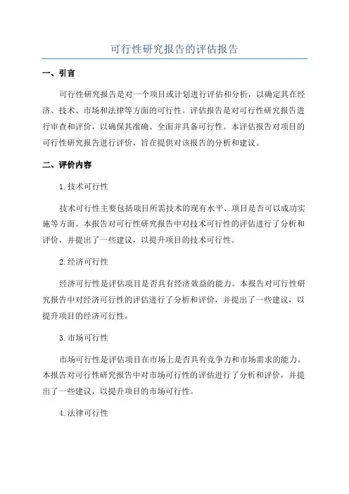 可行性研究报告的评估报告