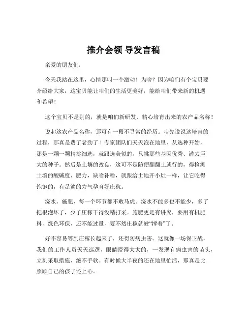 推介会领 导发言稿