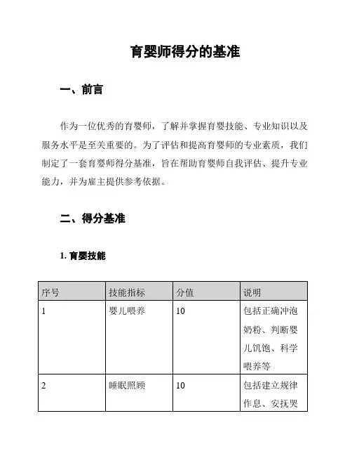 育婴师得分的基准