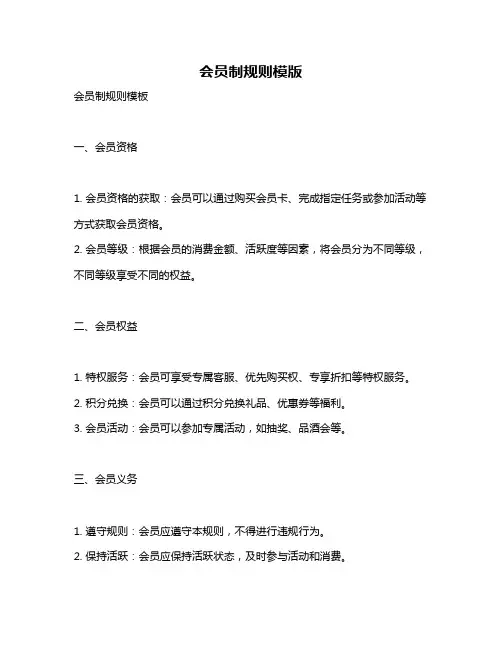 会员制规则模版