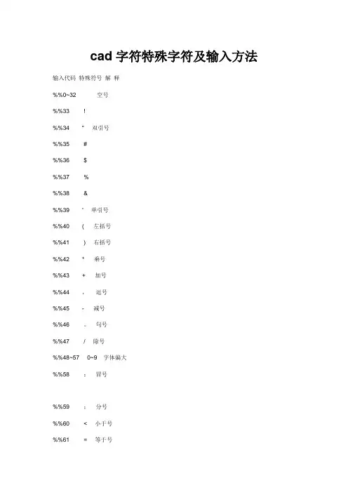 cad特殊字符及输入方法