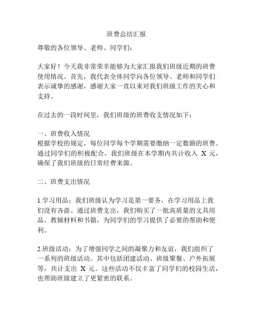 班费总结汇报