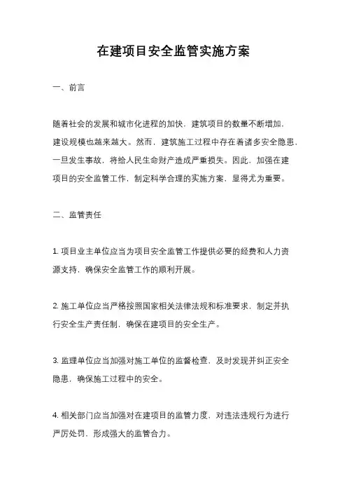 在建项目安全监管实施方案