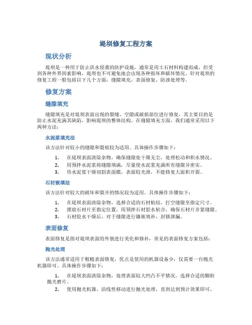 堤坝修复工程方案