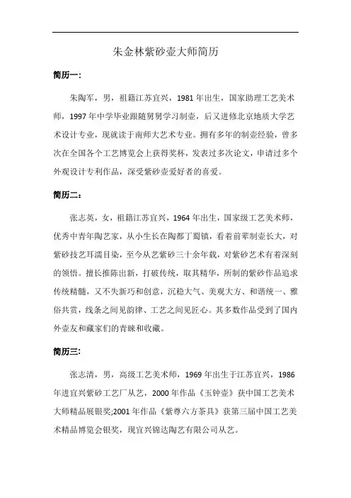 朱金林紫砂壶大师简历