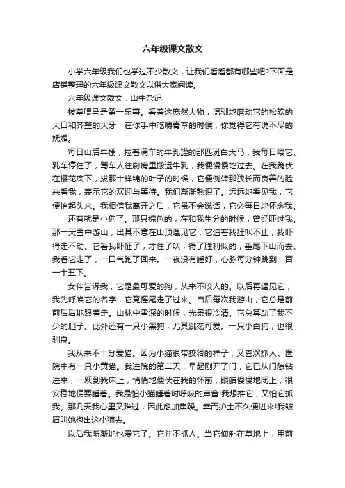 六年级课文散文