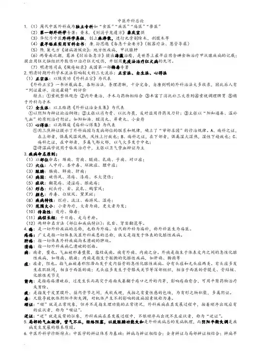 中医外科学重点