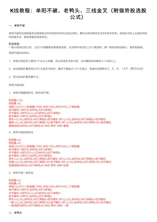 K线教程：单阳不破、老鸭头、三线金叉（附强势股选股公式）