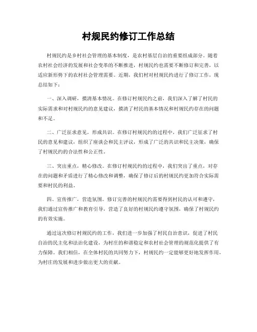 村规民约修订工作总结