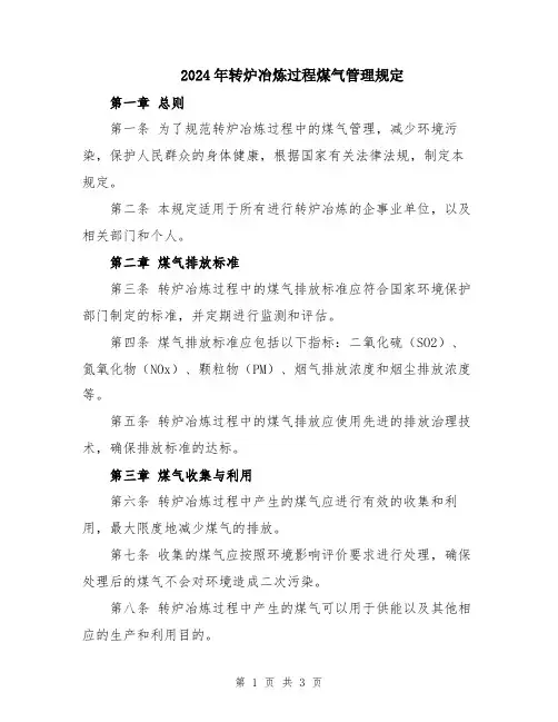 2024年转炉冶炼过程煤气管理规定