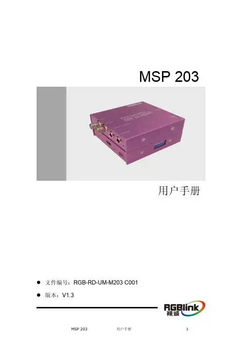 RGBlink MSP 203 视频转换器用户手册说明书