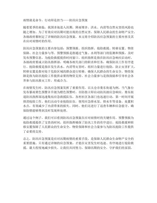 根据雨情防汛应急预案