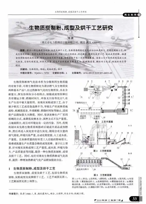 生物质炭制粉、成型及烘干工艺研究