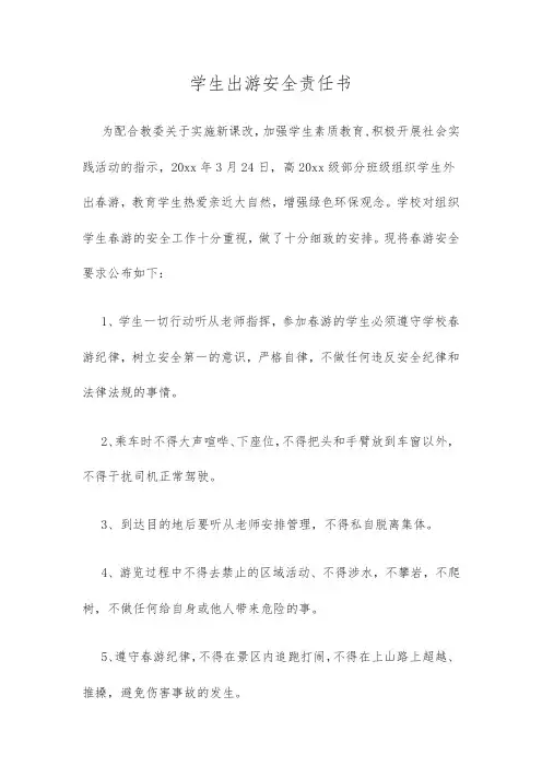 学生出游安全责任书多篇