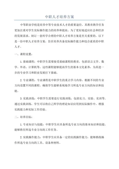 中职人才培养方案