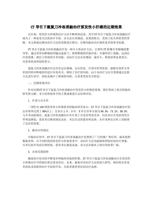CT导引下氩氦刀冷冻消融治疗原发性小肝癌的近期效果
