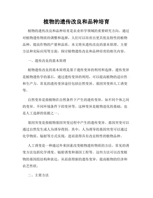 植物的遗传改良和品种培育