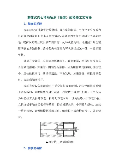 整体式向心滑动轴承(轴套)的检修工艺方法