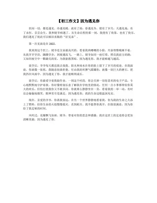 【初三作文】因为遇见你