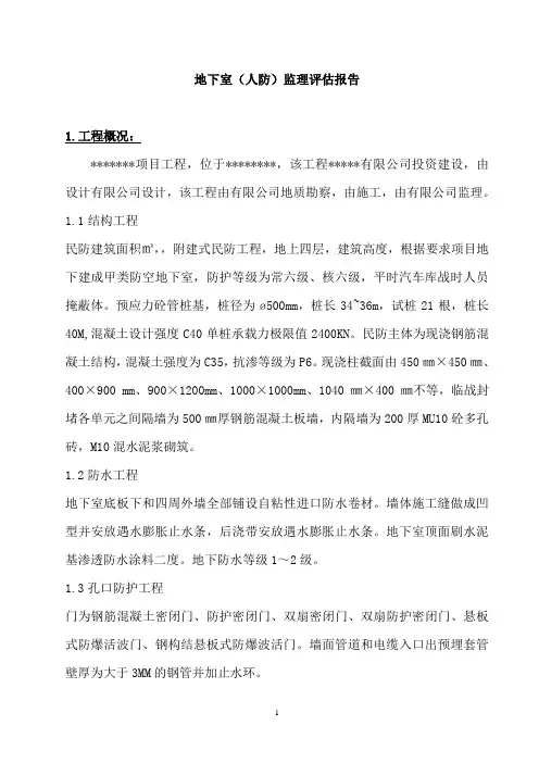 地下室人防监理评估报告