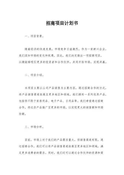 招商项目计划书