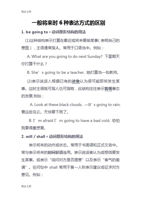 将来时6种表达方式的区别演示教学