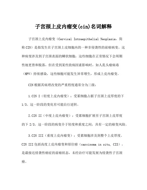 子宫颈上皮内瘤变(cin)名词解释