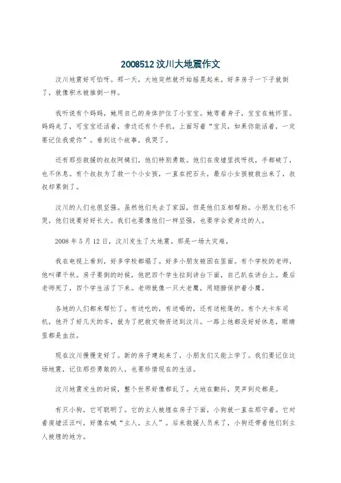 2008512汶川大地震作文