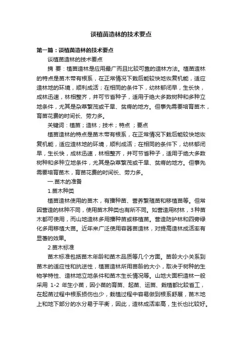 谈植苗造林的技术要点