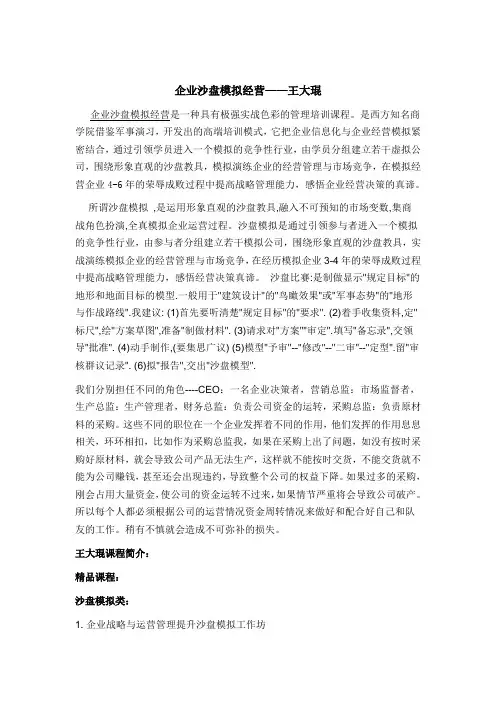 企业沙盘模拟经营——王大琨