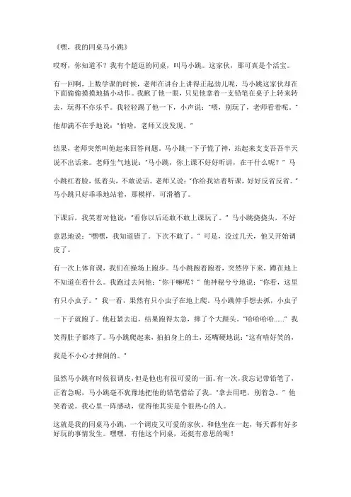 我的同桌马小跳作文