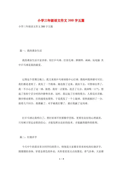 小学三年级语文作文300字五篇