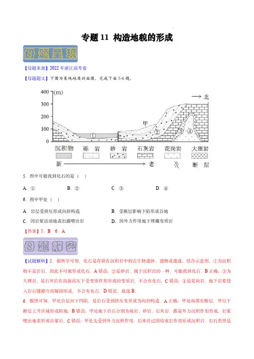 备战2023年高考地理母题题源解密(全国通用)：构造地貌的形成(解析版)