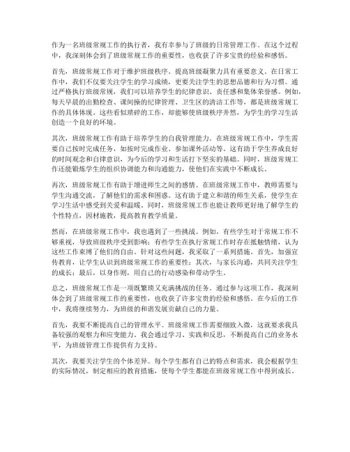 班级常规工作感想