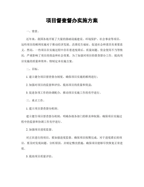 项目督查督办实施方案