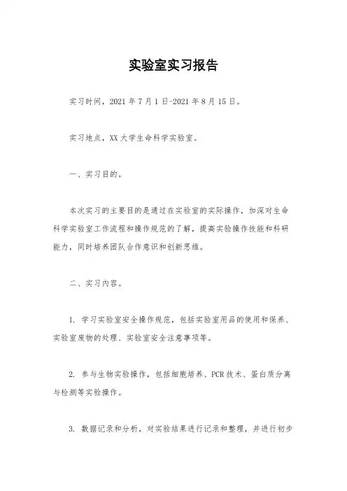 实验室实习报告