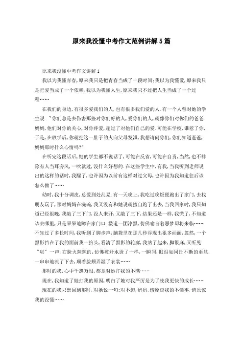 原来我没懂中考作文范例讲解5篇