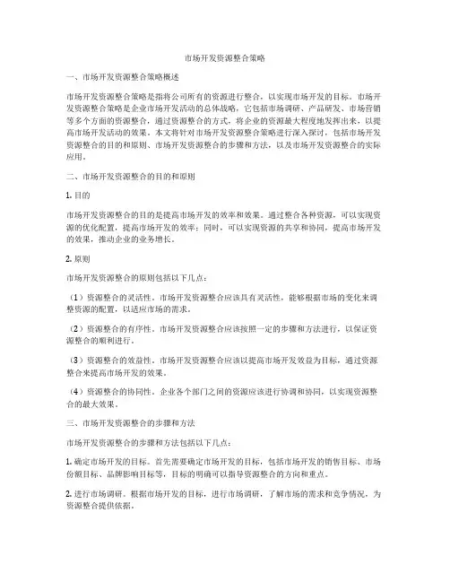 市场开发资源整合策略