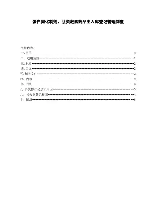 蛋白同化制剂、肽类激素药品出入库登记管理制度