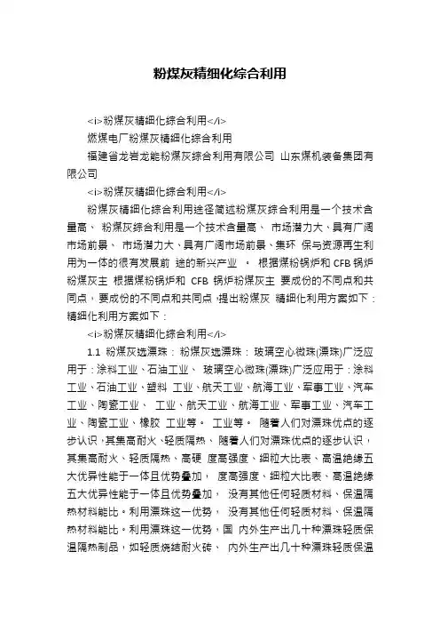 粉煤灰精细化综合利用