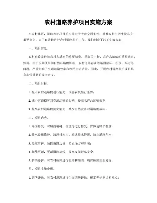 农村道路养护项目实施方案