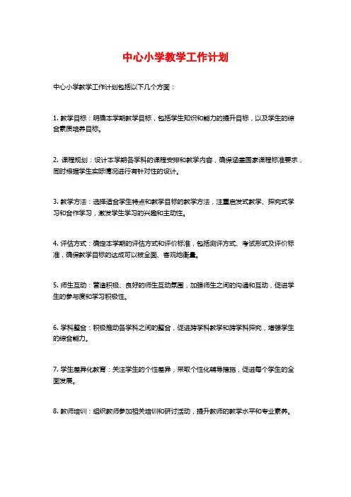 中心小学教学工作计划